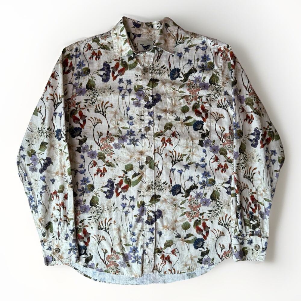 Yiume Hawaiian Shirt Small Multicolor Cotton Long SleeveAustralian Wildflower